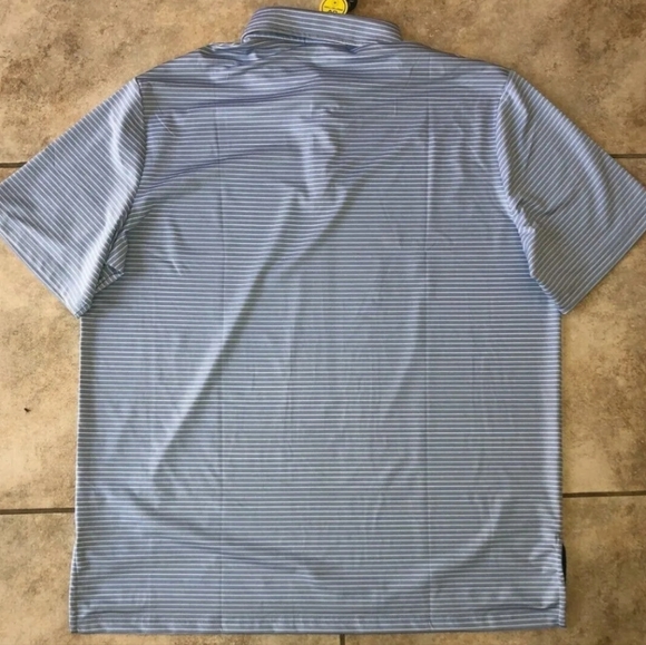 RLX Ralph Lauren Wicking UPF Golf  Polo Shirt Stripe Spyglass Blue - Picture 3 of 3